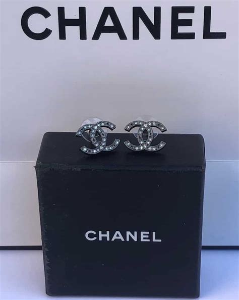 small silver chanel earrings|Chanel vintage cc earrings.